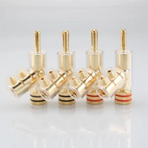 8PCS Gold/Rhodium Plated Speaker Cable Banana Plug Lockable Amplifier Connectors - Picture 1 of 13