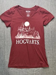 Hogwarts Shirt Girls Youth Size Large S16 Hogwarts Skyline V-Neck Harry Potter - Picture 1 of 10