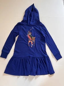 Polo Ralph Lauren Dropped Waist Hooded Dress Girl's Size S(7) Color Blue - Picture 1 of 6