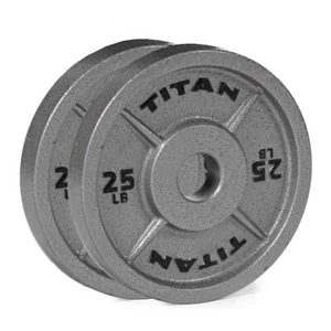 Titan Fitness 25 LB Cast Iron Olympic Plates, Sold In Pairs, Classic Plates - Picture 1 of 8