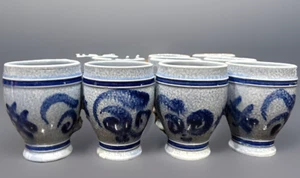 Set of 12 Marzi & Remy Vtg German Stoneware Cups Blue Salt Glaze Tumblers 3062 - Picture 1 of 18