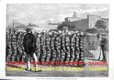 New York City Roosevelt Island Prison, Blackwell Prisoners 1870s Antique Print