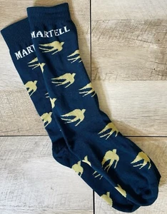 Martell Cognac Men’s Dress Socks Bird Logo Navy Gold - Picture 1 of 7