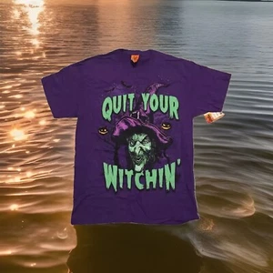 New Men's Quit Your Witchin' Halloween Witch Purple T-Shirt Adult Cotton - Picture 1 of 5