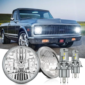 Pair 7 inch LED Headlights Round DOT Approved Hi/Lo Lamp fit 1967-1972 Chevy C10 - Picture 1 of 12