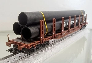 Marklin HO 4771 DB Stake Car with Large Pipes Trapezoidal Stack 23.9cm / 9-3/8" - Picture 1 of 3