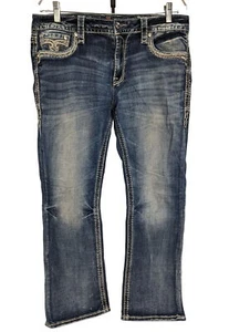 Rock Revival Corin Easy Boot Womens Factory Faded Mid Rise Jeans 32 X 29.5 - Picture 1 of 12