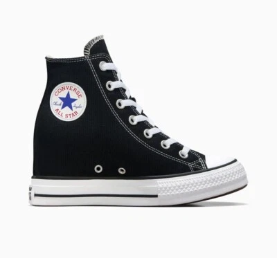 Women Converse Chuck Taylor All Star Wedge Platform Shoes Size 7 Black A11909C — 第 1/4 张图片
