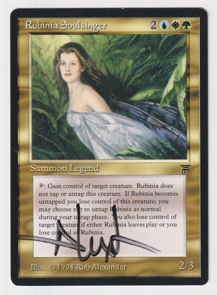 Signed Rubinia Soulsinger LP Legends Artist Rob Alexander 1994 MTG Magic Rare! - Image 1 of 2