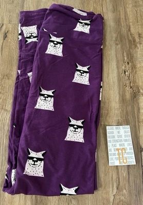 Leggings LuLaRoe TC alta e curvilínea nova versão fofa roxa legal 😎 estampa de lhama - Imagem 1 de 3