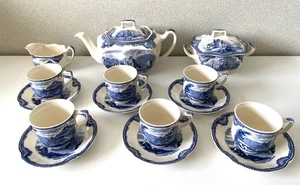 Vintage Teeservice Kaffee Schokolade Johnson Brothers Bros Old Castles Blue Edit - Bild 1 von 14