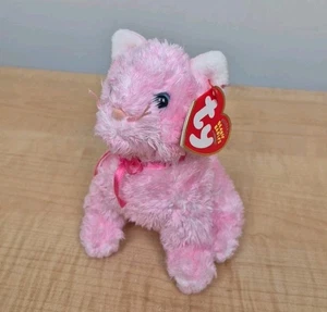 Ty Beanie Baby Fleur Pink Kitty Cat Sitting 2004 Kitten Blue Eyes 6" Plush - Picture 1 of 15
