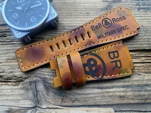 24mm Handmade Uhrenarmband, Bell & Ross Logo, Vintage, Camouflage Beige- Braun - Bild 1 von 10
