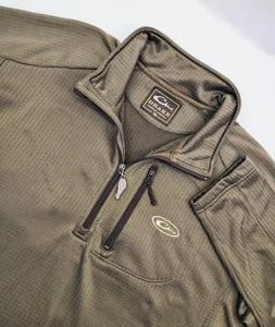 Drake Waterfowl 1/4 Zip Pullover Men's Sz XL Waffle Knit Solid Olive Green NICE! - Picture 1 of 5