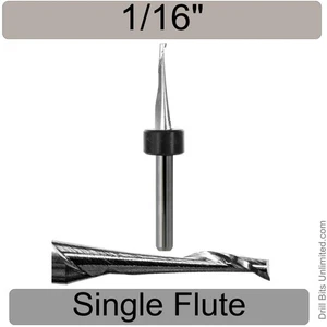 1/16" Single Flute End Mill  ONE Piece Aluminum Acrylic Plastic USA Made M196 - Picture 1 of 3