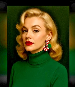 Vintage 70s Festive Candy Cane Earrings – Clip-On - Picture 1 of 9