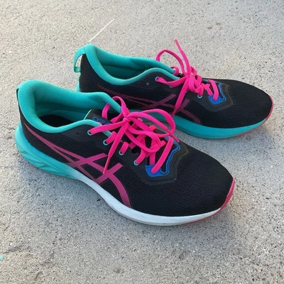亚瑟士 Versablast 2 女式 10 Ortholite 黑色霓虹粉色运动鞋跑步鞋 — 第 1/4 张图片