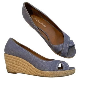 Franco Sarto blaue zehenfreie Espadrille-Sandale Keilabsätze Cheria Damen 9 Strandy - Bild 1 von 9