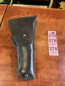 VINTAGE WW 2 BLACK LEATHER HOLSTER US 1942 SOLD SEARS Black Leather 45 Colt WWII - Picture 1 of 24