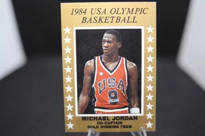 Tarjeta promocional de baloncesto olímpico de Estados Unidos 1984 Michael Jordan ¡RARA! CABRA! Foto 1 de 2
