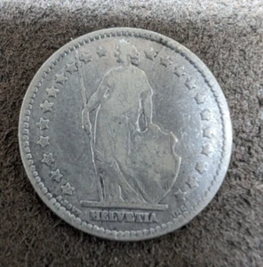 1876-B 1 Franc Helvetia Silver Coin Swiss Switzerland - Picture 1 of 4