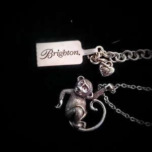 Brighton MONKEYING AROUND Silver Pendant Necklace  on 18" necklace NWT - Picture 1 of 15