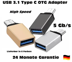 Converter/Adapter USB 3.1 Type C Male To USB 3.0 Type A Female OTG Plug & Play - Bild 1 von 11
