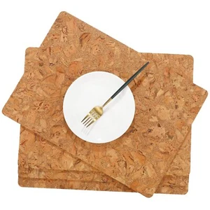 6 Pieces Cork Placemats 17 x 12 Inch Heat Resistant Non Slip Wood Place Mats ... - Picture 1 of 7