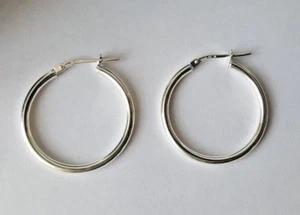 Pendientes de aro criollos de plata de ley 1,9 g NUEVO regalo de Navidad mamá esposa regalo 925 - Imagen 1 de 9