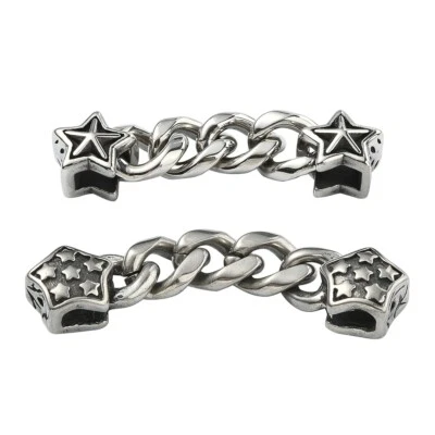2x Stainless Steel Bracelet Chain Extender Silver Star Bead Link End Chains DIY - Image 1 of 4