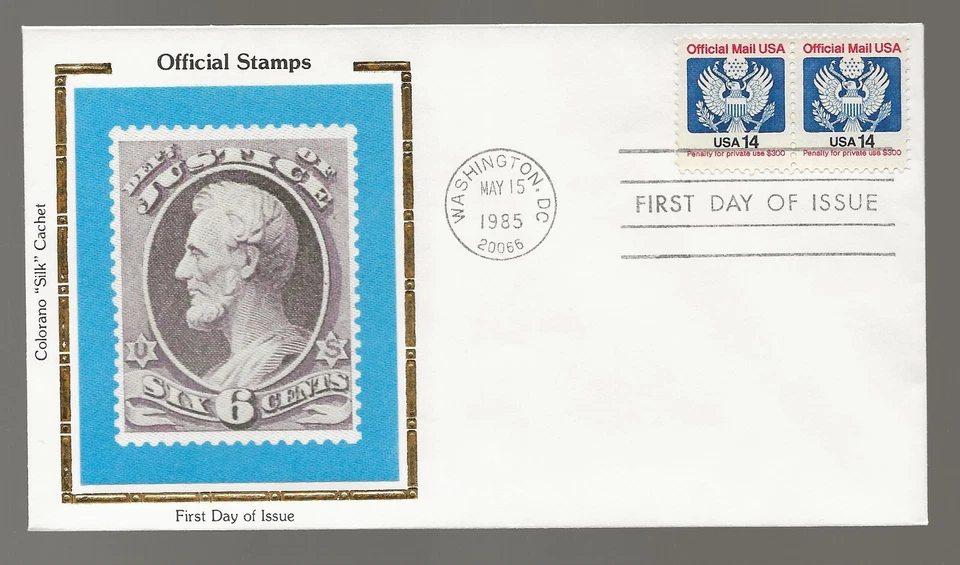 US Scott #O129A, First Day Cover 5/15/85 Washington Pair Official - Image 1 of 1