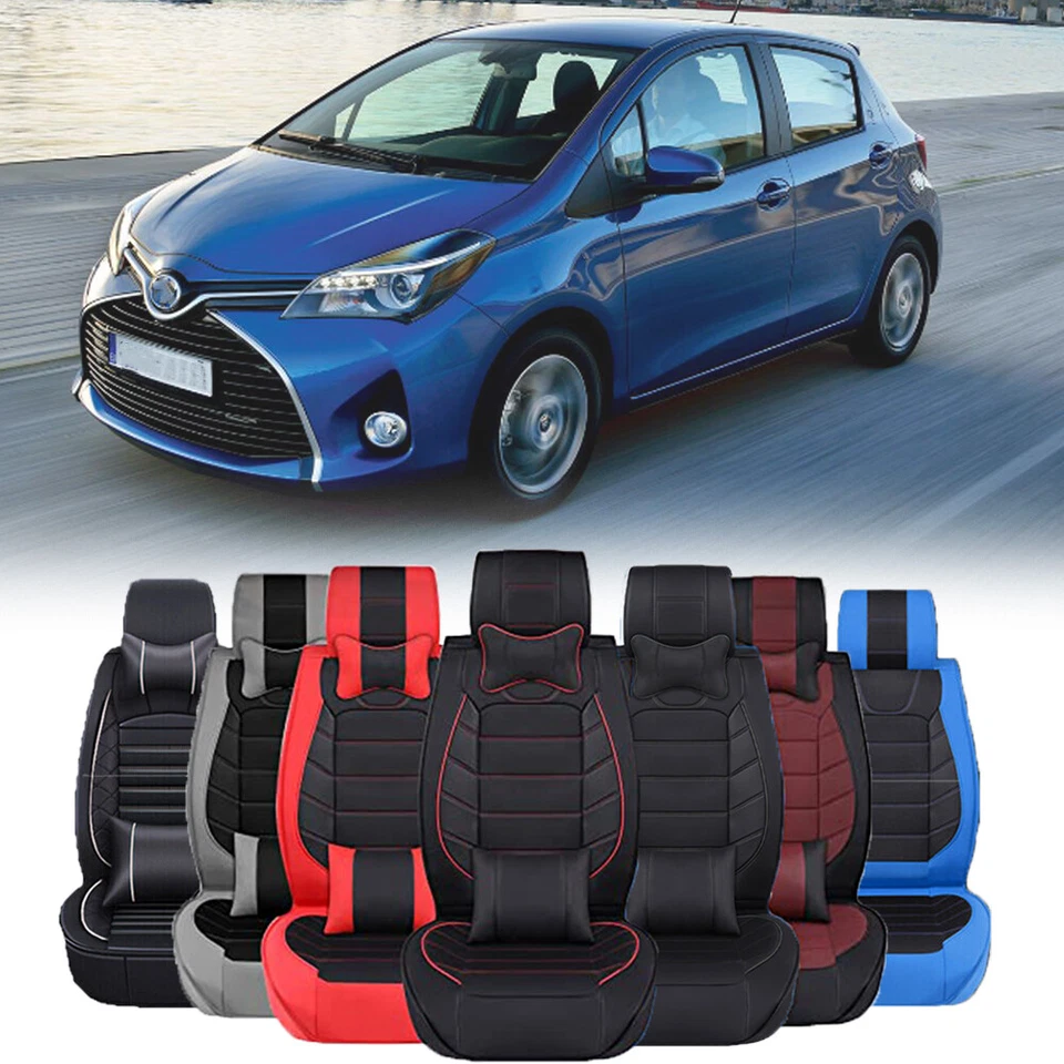 Capa de carro de couro ecológico Deluxe Top 2/5 lugares frontal + traseira almofada para Toyota Yaris - Imagem 1 de 4