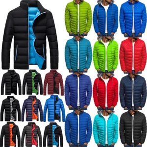 Mens Hoodie Puffer Comfy Jacket Winter Warm Quilted Zip Up Outwear Bubble Coat C - Picture 1 of 53
