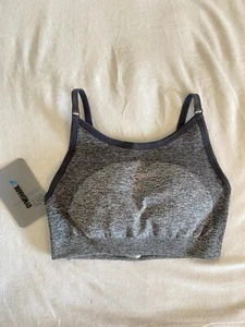 Gymshark Flex Strappy Sport BH Bra Crop Top grau rosa NEU Logo 34 36 Oberteil - Bild 1 von 5