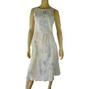 REGATTA ladies size 10 dress blue green floral 100% linen shift cool natural - Picture 1 of 10
