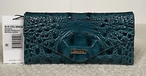Cartera de cuero Brahmin Melbourne VERONICA triple sobre JUNIPER verde azulado nueva con etiquetas - Imagen 1 de 12
