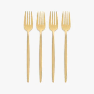 Amsterdam Stainless Steel Dessert Fork Set, Matte Gold (4 Piece) - RRP £20 - Picture 1 of 2
