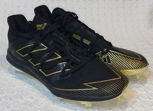 ADIDAS Adizero Afterburner 7 Black Glitter Gold Baseball Metal Cleats Mens Sz 8 - Picture 1 of 10