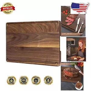 Walnut Wooden Cutting Board 17x11 - Eco-Friendly Butcher Block with Juice Groove - Picture 1 of 9