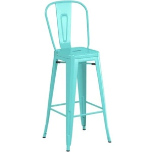 30'' High Seafoam Metal Cafe Restaurant Barstool Chair For Indoor or Outdoor - Picture 1 of 6
