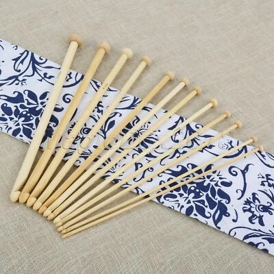 12pc/Set Beaded Crochet Hooks Ball Head Bamboo Knitting Needles Handcraft 3-10mm - Image 1 of 4
