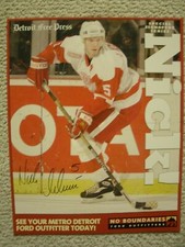 DETROIT RED WINGS NICK LIDSTROM 8X10 COLLECTOR CARD SIGNATURE SERIES FREE PRESS