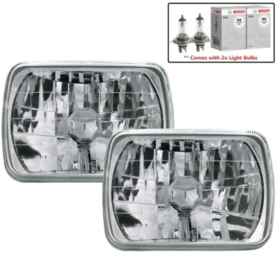 Lámpara faros semi sellados cromados lente cristalina corte diamante 2 piezas 7x6" pulgadas Foto 1 de 4