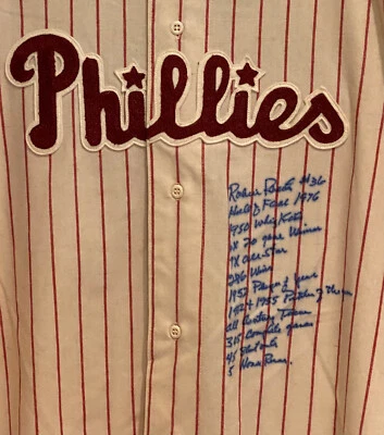 Robin Roberts Signed 1950 Phillies M&N STAT Jersey. 1950 WHIZ KIDs. HOF. PSA - Image 1 of 4