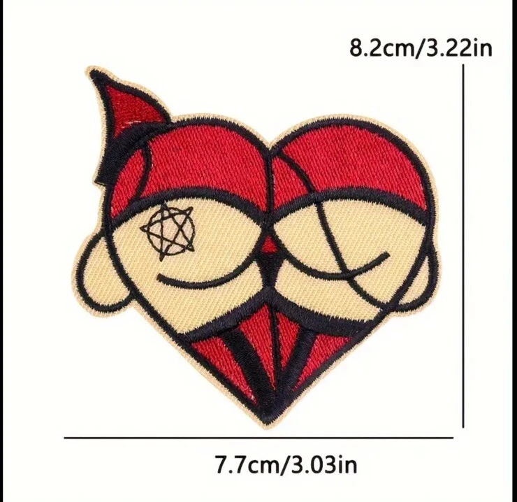 Booty Heart Love Butt Ass Lover Devil Demon Patch Iron On  Embroidered - Image 1 of 1