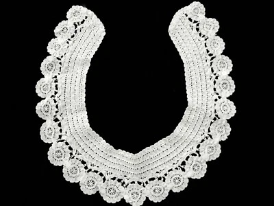 Collar antiguo vintage hecho a mano blanco con cinta de princesa Bruselas encaje damas Foto 1 de 3