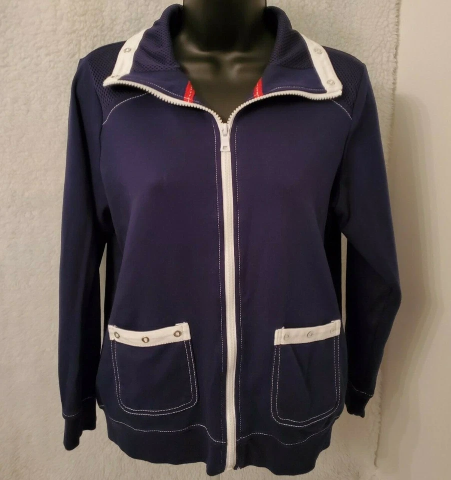 Abrigo chaqueta mujer Alfred Dunner talla 6P 6 Petite azul blanco velero Foto 1 de 4