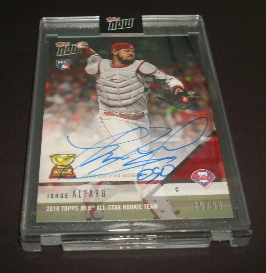 2018 Topps Now Jorge Alfaro Phillies RARO Firmado Auténtico RC Automático 75/99 Marlins Foto 1 de 2