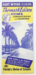 50er Jahre Fort Myers THOMAS EDISON HOME dreifach gefaltete Broschüre. - Bild 1 von 4