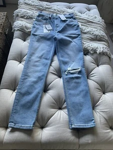 NWT Re/Done 90’s High Rise Ankle Crop Jeans light azure wash-Size 26-Intermix - Picture 1 of 4